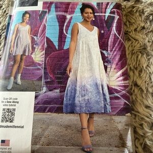 Vogue White and Purple Midi Dress